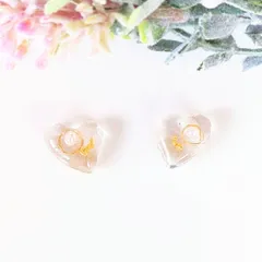 no.7　レジン　大人ハート　ぷっくり　透明　パール　ブリオン　ピアス　イヤリング  ハンドメイド