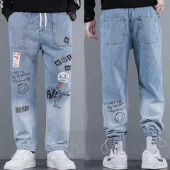 ジョガーデニムパンツ メンズ ジーパン ストリートパンツ サルエルパンツ ジーンズ 九分丈 ワイドパンツ 大きいサイズ ウエストゴム カジュアル おしゃれ