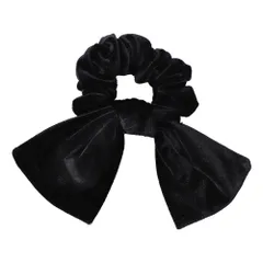 【ブラック×ワンサイズ】[Cream dot. クリームドット公式] ヘアアクセサリー レディース  シュシュ ヘアゴム リボン ベロア ベルベット スクエア ボリューム 大きめ 調整可能 微光沢 髪留め まとめ髪 大人 