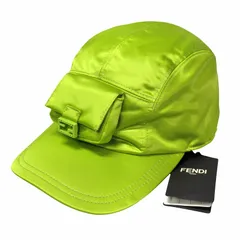 未使用 23ss フェンディ FENDI バゲット ポーチ付 ベースボール キャップ ジェット ウーブンファブリック ナイロン FFロゴ金具 FXQ934 ワサビ 緑系 メンズ レディース ユニセックス ▽２