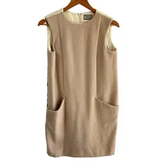 ダイアグラム ワンピース サイズ36 S レディース美品  - ライトブラウン×アイボリー×マルチ クルーネック/ノースリーブ/ひざ丈