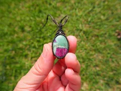 天然石マクラメネックレス  ルビーインフックサイト