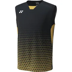 YONEX(ヨネックス) メンズゲームシャツ ( ノースリーブ ) テニス ゲームシャツ メンズ (10616-184)、(184)ブラック/ゴール