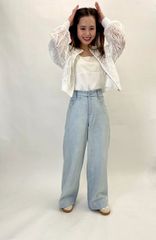 デニム ワイド パンツ ガノッシュ 257-61263 SS 30代 40代 50代  レディース カジュアル 春 夏 1点物 通勤 新品 ganosch ブルー ブラック