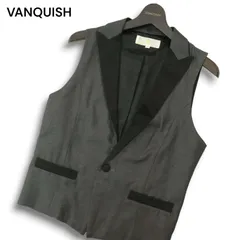 VANQUISH GOLD ヴァンキッシュ ゴールド 通年 ラペル切替★ 1B ベスト ジレ Sz.46　メンズ グレー 日本製のサムネイル