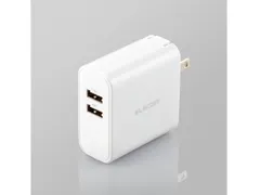 【新品・2営業日で発送】ELECOM エレコム スマホ・タブレットAC充電器／4.8A／USBAメス2ポート／ホワイト(MPA-ACU05WH)