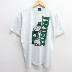 L/古着 フルーツオブザルーム 半袖 ビンテージ Tシャツ メンズ 90s IRISH クルーネック 薄グレー 霜降り 25may21 中古
