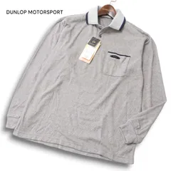【新品 未使用】 DUNLOP MOTORSPORT ダンロップ ゴルフ 秋冬 裏起毛★ 長袖 ボーダー ポロシャツ Sz.M メンズ グレー 日本製
