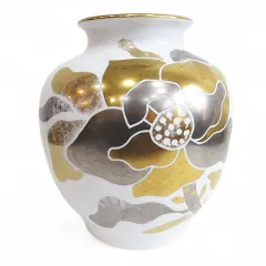 大倉陶園 金彩 蔦模様 花瓶 壺 金蝕 アイビー 高さ：29cm OKURA 大倉陶園 金彩 蔦模様 花瓶 壺 金蝕 アイビー 高さ：29cm OKURA
