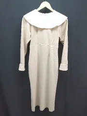 ◇ MAJESTIC LEGON スリット 綺麗め 袖フレア 大人 長袖 ロング ワンピース サイズM ベージュ レディース E  【1304120017818】