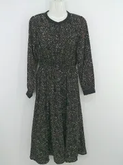 ◇ GLACIER グラシア 総柄 長袖 ロング ワンピース サイズL ブラック ブラウン レディース P  【1301310003811】