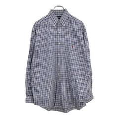 90年代 Polo by Ralph Lauren ポロ ラルフローレン BLAIRE ボタンダウンシャツ チェック ブルー(メンズ M)中古 古着 V0861