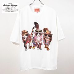 新品 CORISCO コリスコ アニマルプリント 犬 猫 プリント Tシャツ 半袖 レディース メンズ ユニセックス Animal Village アニマルヴィレッジ 動物 プリント tee かわいい Tシャツ M L LL ホワイト 白 111951
