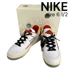 未使用 ナイキ NIKE エア ジョーダン 2 レトロ LOW SP スニーカー Off-Whiteコラボ プリント 白 赤 レザー 6 1/2 24.5cm メンズ 5E104