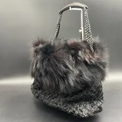 69 良品 FALORNI ファロルニ イタリア製 ハラコ イントレチャート ファー トートバッグ レディース ブランド 鞄