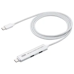 新品 サンワダイレクト USB-Cケーブル USB C ハブ付き PD対応 PD 100W USB3.2 Gen1 USB5Gbps 持ち運び 急速充電 1m シルバー 400-HUBC34Sのサムネイル
