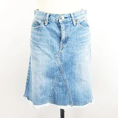リーバイス Levi's W421 W421-03 スカート ボトムス デニム ミニ丈 台形 裾フリンジ ユーズド加工 XS インディゴブルー ※EKM