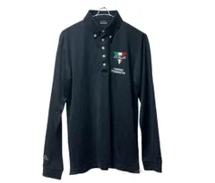 L92【カッパ】メンズトップス　ゴルフシャツ　ブラック　長袖　刺繍ロゴ　Lサイズ