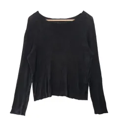 ZARA ZARA(ザラ) 黒 シースルー 長袖 Tシャツ S ビスコース ブレンド