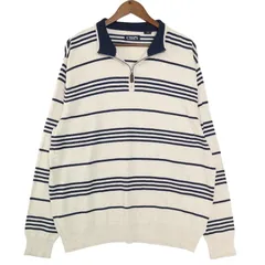 CHAPS チャップス ハーフジップコットン混紡ニットセーター メンズUS-XL ボーダー オートミール hsc-0816