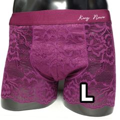 総レースメンズボクサーパンツ（ダークパープル）L