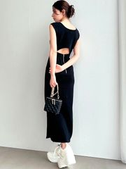 RESEXXY リゼクシー ワンピース 春 夏 レディース ノースリーブ バック オープン スリット ワンピース ロングワンピース ワンピ スウェット 152530361801