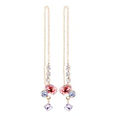 大特価　プレシオサ クリスタル 金属アレルギー対応 日本製 アメリカン チェーンピアス ビジュー ロング スイング ピアス レディース シンプル 人気 揺れる LOKUMI ニッケルフリー ギフト プレゼント tp-43