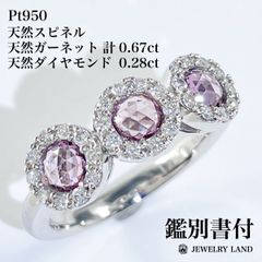 Pt950 スピネル ガーネット 計0.67ct ダイヤ 0.28ct リング