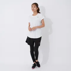 FILA フィットネスウェア 3点セット 白 レディース ホワイトトレーニングウェア 女性   半袖Tシャツ+レギンス+ショートパンツ 大きいサイズ ヨガ  UVカット 体型カバー ランニング  312061
