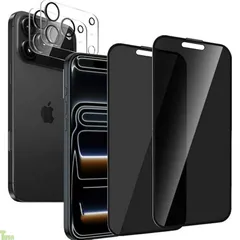 【360°覗き見防止 2+2枚セット】LXBESOS for iPhone 17 Pro ガラスフィルム(2枚) + カメラフィルム(2枚) 対応アイフォン 17 Pro のぞき見防止 ガラスフィルム 360°覗き見防止 上下左右 プライバシー保護 