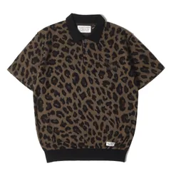 【新品】WACKO MARIA ワコマリア シャツ サイズ:M / 23SS レオパード柄 ジャガード ニット ポロシャツ (LEOPARD KNIT POLO SHIRT) / ブラウン / トップス セーター 半袖【メンズ】
