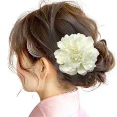 新商品 袴 夏祭り 袴 カラフル Uピン 髪飾り 普通サイズ ピンポンマム 花火大会 藤 水色 橙 紫 桃 黄 花飾り 白 緑 青 赤 花 直径約5cm PP001 振袖 成人式 浴衣 髪飾り【16色展開】 [JZOON]