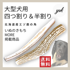 【遊び比べセット】大型犬用　四つ割り&半割り　エゾ鹿の角　犬のおもちゃ　鹿の骨　F