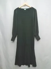 ◇ ⊇ KUMIKYOKU 組曲 異素材 長袖 ロング丈 ワンピース サイズ2 ブラック レディース E  【1505130013610】