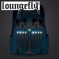 【暗闇で光る☆】 日本未発売 ディズニー ラウンジフライ リュック バックパック ミッキー＆ミニー キャンドル Mickey Mouse and Minnie Mouse Hanukkah Light Up Loungefly Mini Backpack