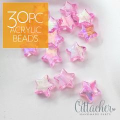 ＊30個＊ スター アクリルビーズ 10x4mm 星型 ABカラー ピンク bz150