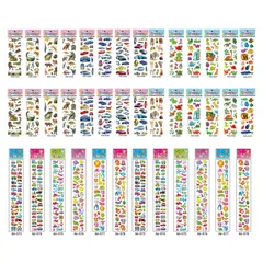 【在庫一掃】ふわふわシール シール 子供&幼児シール 男の子 シール 40枚 シールセット大量 30種類シートデザイン デコシール キラキラ シールマルシェ かわいい 3Dテッカーシール ステッカー ランダムセット 車 動物 ハート 手帳 星 着せ替え 恐竜
