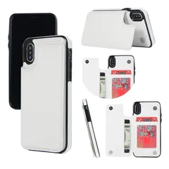 【人気商品】【PinkBlueDog】 iPhone Xs Max バックケース PU TPU ケース カード収納可能 スタンド機能 財布型ケース ポケット 多機能 落下保護 アイフォンXsマックスカバー (ホワイト)