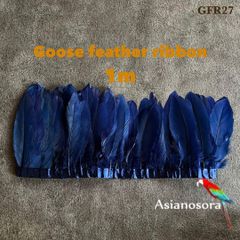 ◼️⭐︎【GFR27ネイビー 】1m 羽根 フェザー テープ リボン  装飾 鳥の羽