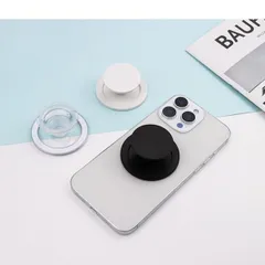 【SHOPS T】 折りたたみスタンド マグネット MagSafe スマホグリップ クリア ブラック ホワイト EA001のサムネイル