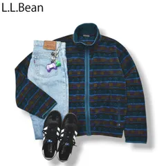 【定番】 90sヴィンテージ エルエルビーン L.L.Bean ジップアップ フリース ジャケット 総柄 ダークグリーン  パープル ブラウン ブルー メンズ レディース ユニセックス 男女兼用