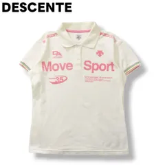 【人気】 デサント DESCENTE Move Sport 半袖 鹿の子 ポロシャツ M ホワイトxピンク ♪