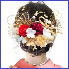 水引 振袖 着物 卒業式 七五三 髪飾り 浴衣 袴 結婚式 ドライフラワー 成人式 造花飾り 和玉 ヘアアクセサリー かすみ草 8色展開 和装 造花 手作り Y2700