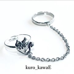 【フリーサイズ】デビルハートのチェーンリング / グランジ ダーク ホラー y2k ゴシック 地雷系 チェーン 病みかわいい メンヘラ 十字架 クロス ブランド 個性的 かっこいい ハロウィーン ゴスロリ パンク kuro-kawae