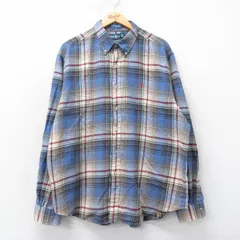 XL/古着 ラルフローレン 長袖 ブランド フランネル シャツ メンズ 90s ワンポイントロゴ 大きいサイズ コットン ボタンダウン 紺他 ネイビ