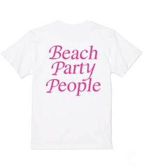 ビッグサイズ 特注 XXXL Beach Party 半袖Tシャツ ホワイト×ピンク　ユニセックス