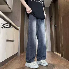 [3XL]メンズ ファッション 服 男性用 オシャレ シンプル 大人 かっこいい 大きいサイズ ストリート 紳士服 アメリカン レトロ ヒップ ホップ ストリート ホワイトニング ウォッシュ ワイド レッグ パンツ ヴィンテージ ストレート ジーンズ