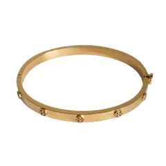 美品 TORY BURCH トリーバーチ ミラー スタッズ ヒンジ ブレスレット ダブルT バングル アクセサリー ゴールドカラー レディース 古着 中古 USED