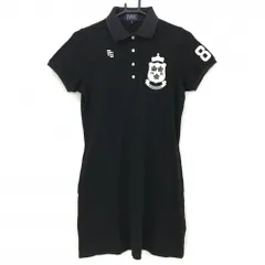 パーリーゲイツ 半袖ポロワンピース 黒×白 袖ナンバリング レディース 1 ゴルフウェア PEARLY GATES