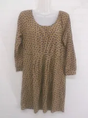 ◇ Simplicite シンプリシテェ 総柄 長袖 ミニ ワンピース ブラウン系 ネイビー レディース P  【中古】 【1211150006548】